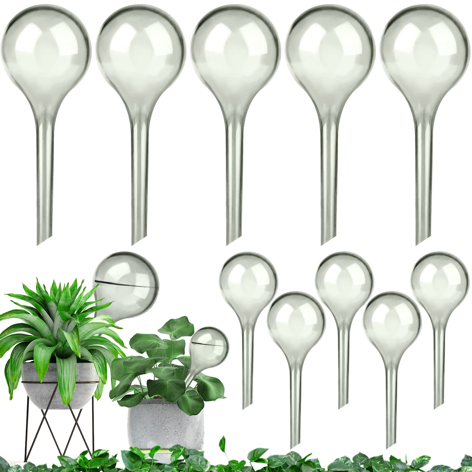 LOCOLO 10-Piece Plant Watering Globes 2 Sizes Self Watering Globes PVC Plastic Plant Watering Bulbs for Outdoor Indoor House Potted Plants Watering Bulb