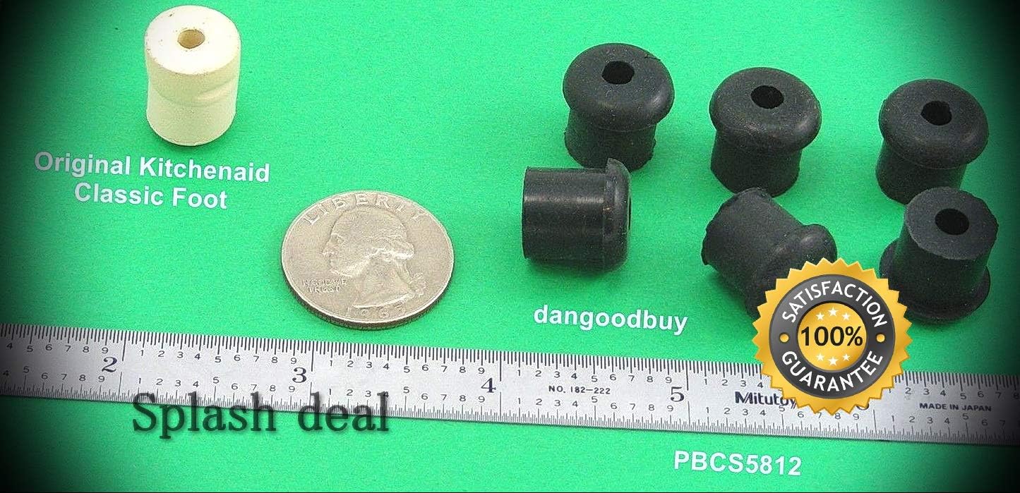 6 Push-in Bumpers with Hole Feet Fits 1/2" Hole - Great for KitchenAid Mixer - Temperature Range of -25&deg; to +180&deg; F.