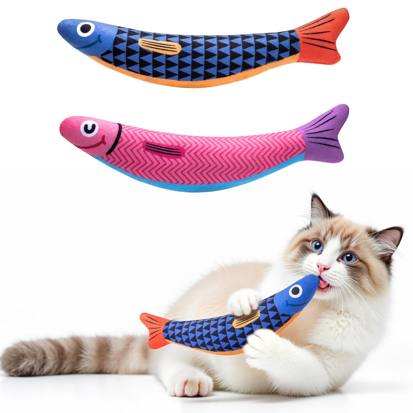 Photo 1 of ****ONLYN ONE PIECE**** PetBusy Cat Toys with[5000mg A+Natural Catnip &Silvervine] [Baby Grade] Interactive Soft Chew Kicker Cat Toys for Indoor Cats & Kittens, [Crinkle &Bell] Fish Sound Toy, Drives Bored Cat Crazy with Fun