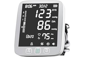LAZLEGOODS All New 2024 Blood Pressure Machine Automatic Upper Arm Monitor & Accurate Adjustable Digital BP Cuff Kit, Largest Backlit Display - 200 Sets Memory, includes Batteries, Carrying Case, Silver