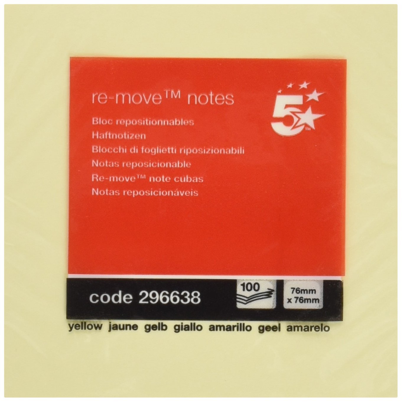 5 Star ft510284225 – Notepad 100 Sheets 76 x 76 mm Yellow