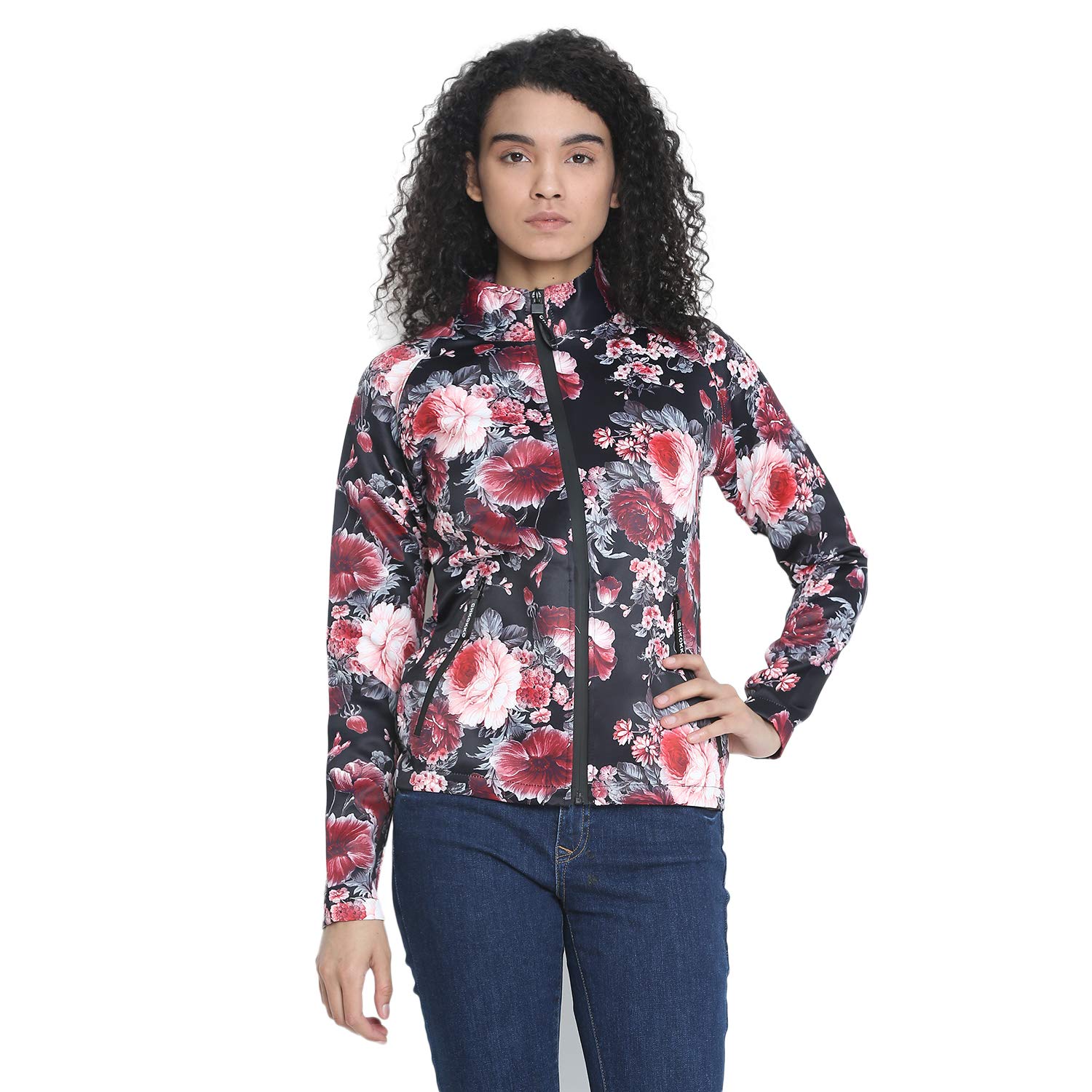 chkokko latest floral print designed bomber winter jacket with pockets for women