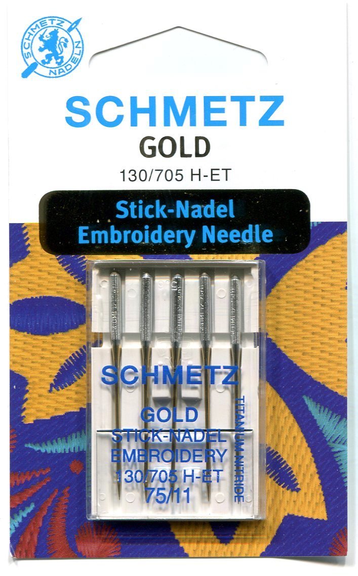 Schmetz Gold Titanium Embroidery Needle Range (Packs of 5) (75/11 (Finest))