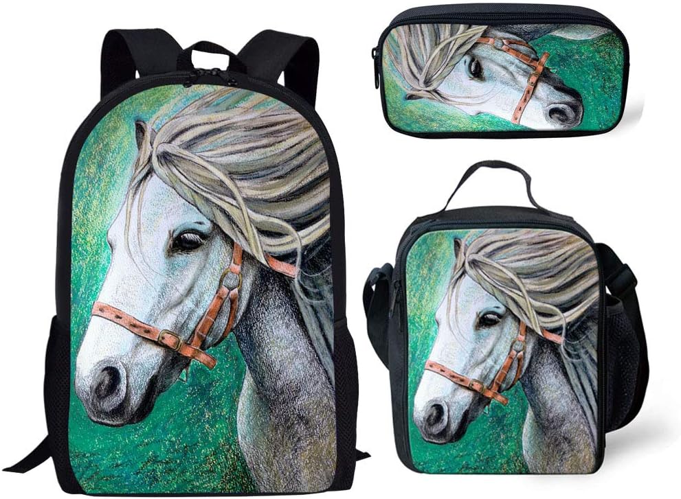 FANCOSAN Cartoon Animal Backpack Teen Boys Girls School Book bag with Lunch Box Pen Case 3 in 1