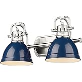 Golden Lighting Duncan 2-Light Vanity Light in Pewter and Navy Blue