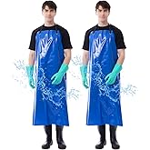 VICOGARD 2 Pack Waterproof Rubber Vinyl Apron 47 Inch Chef Aprons Heavy Duty Chemical Resistant Work Unisex PVC Aprons