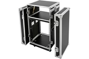 BAIODNB 12U Recording Studio Racks, Audio Rack/Road Case Vertical Rack with Table with 4 Wheels,PA DJ Cabinet Up to 66.19LB for Studios, Home Theatres, KTV