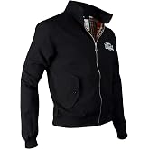 Lonsdale Classic Men's Logo Harrington Jacket Black England Style Slim-Fit