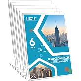 COYMOS Acrylic Sign Holder 6 Pack 8.5x11 Slant Back Acrylic Stands for Display Plexiglass Clear Acrylic Display Stands for Ad Frame, Picture Photo Frames, Promotions, Restaurants, Office, Store, Home