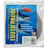 AFW Tooth Proof Fishing Wire Single Strand Leader, Bright and Camo | Type 304 Stainless Steel, Hard Leader Wire, for Toothy Fish, Rigging Baits &amp; Lures, Torsion Straightened, Corrosion Resistant