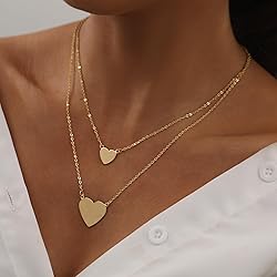 WFYOU Gold Heart Necklace for Women Dainty Tiny 14k