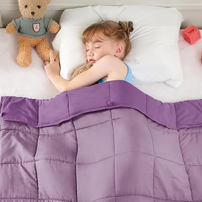 yescool Purple Weighted Blanket 3 Pounds Cooling Weighted Lap Blanket, Heavy Blanket for Sleeping, Weighted Throw Blanket Gift for 20-40lbs, 36"x48"