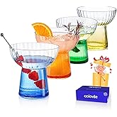 ColoVie Martini Glasses, Cocktail Glasses set of 4, Stemless Margarita Glasses, Crystal Bar Glass, Shrimp Cocktail Glassware, Colored Drinking Glasses, Housewarming Birthday Gift, 13oz
