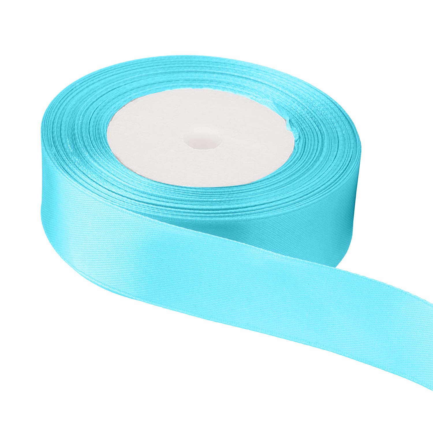 Trimming Shop Sky Blue Ribbon Roll - 23mm x 25 Metres - Double Sided Satin Brightly Coloured - 100% Polyester - for Gift Wrapping, Decorating, Arts and Craft - Machine Washable