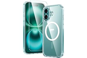 FNTCASE for iPhone 16 Case: Clear Magnetic Military Grade Drop Protection Anti Yellowing Slim Case - Rugged Shockproof Protective Transparent Cell Phone Cover(Clear)