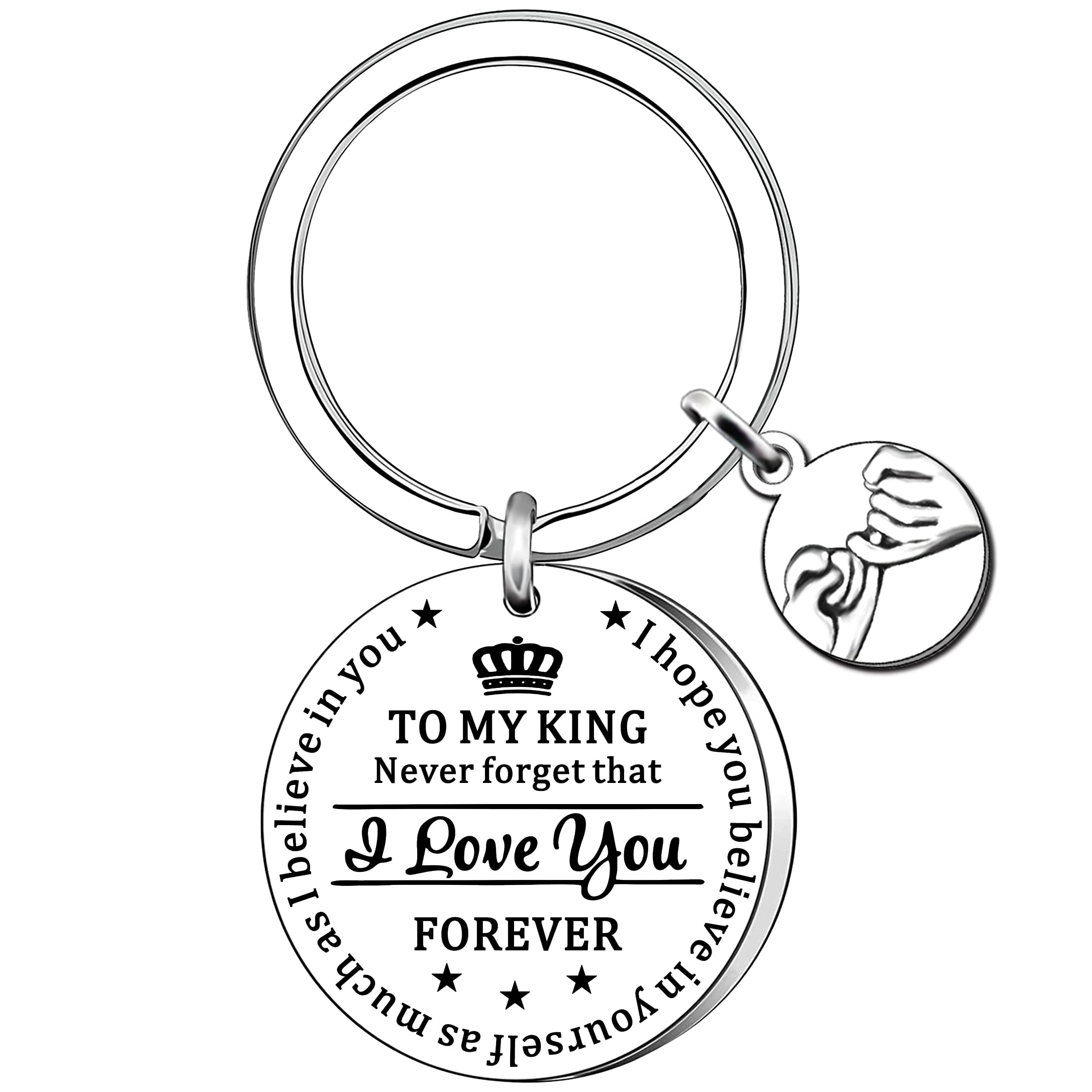 AMZQ Gifts for Boyfriend Husband Birthday Valentines Day Anniversary Keyring Gifts for Him to My King Keychain Present