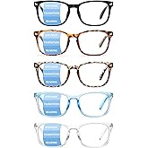 CCVOO 5 Pack Progressive Multifocal Reading Glasses for Women, Blue Light Blocking Readers Men Filter UV Ray/Glare Eyeglasses (5 Pack Progressive, 3.5) (LD801)