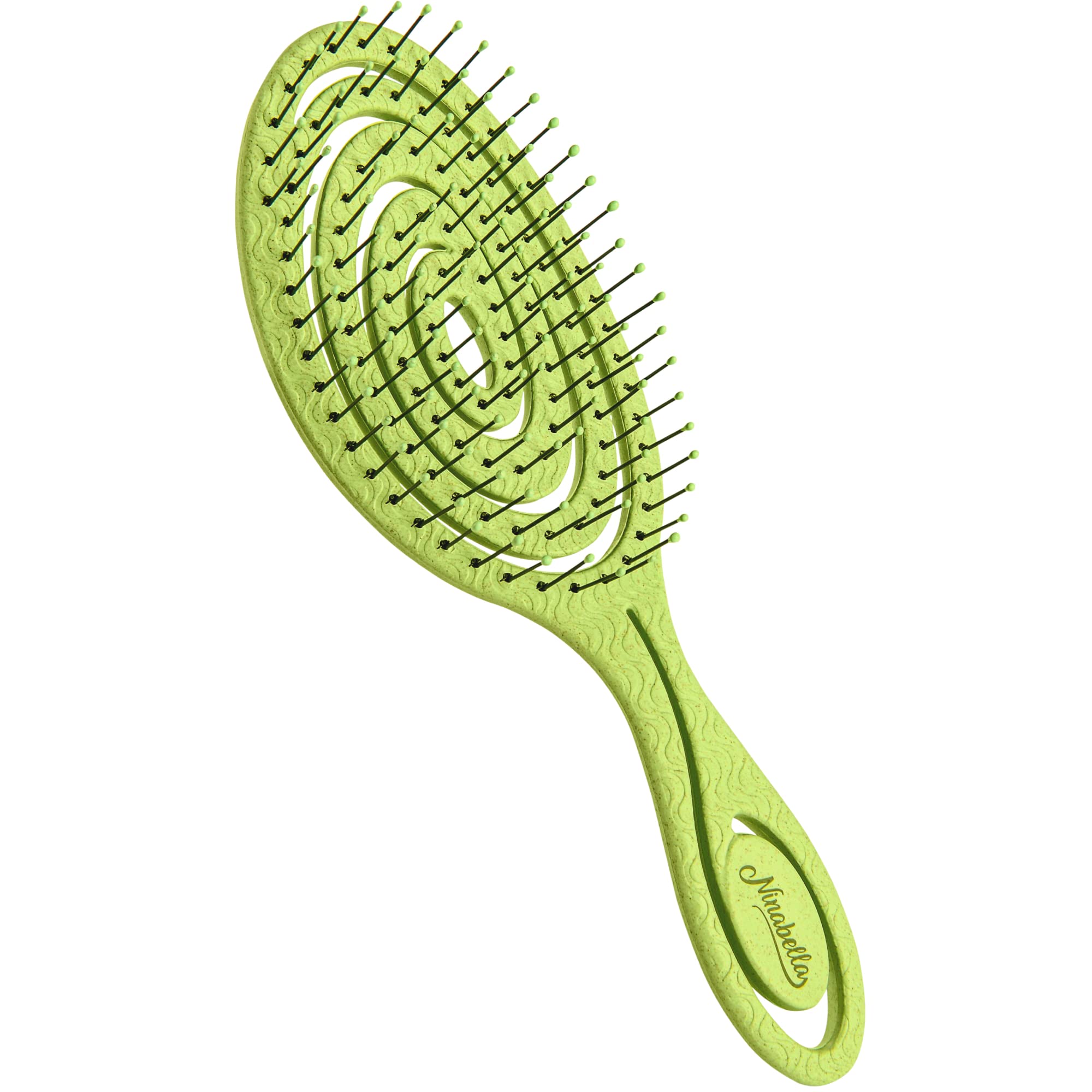 Ninabella Detangling Hair Brush for Women & Men - Does not Pull, Removes Tangles, Brushes for Straight, Curly & Wet Hair - Detangle Brush - Unique Spiral Hairbrush, Lime Green