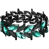 BriLove Wedding Bridal Bracelet for Women Bride,Prom Stretch Bracelets | Gorgeous Marquise-Shape Leaf,Stunning Bangle,for Bride Bridesmaid,Costume Party Jewelry Accessories