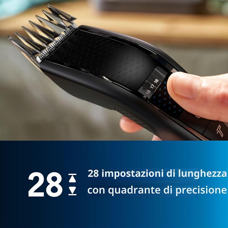 Hair Clipper Serie 7000 Regolacapelli Con Tecnologia Trim-N-Flow Pro, Modello Hc7650/15, Argento Nero