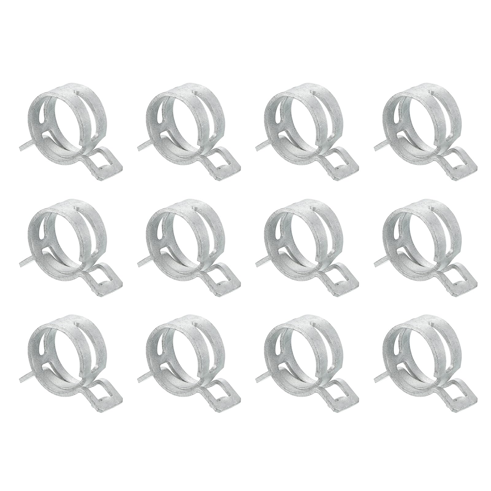 Sourcingmap 12Pcs Spring Band Type Action Fuel/Silicone Vacuum Hose Pipe Clamp, 24mm Low-Pressure Air Spring Hose Clip Clamp for Automotive Oil Pipe Water Pipe, Silver