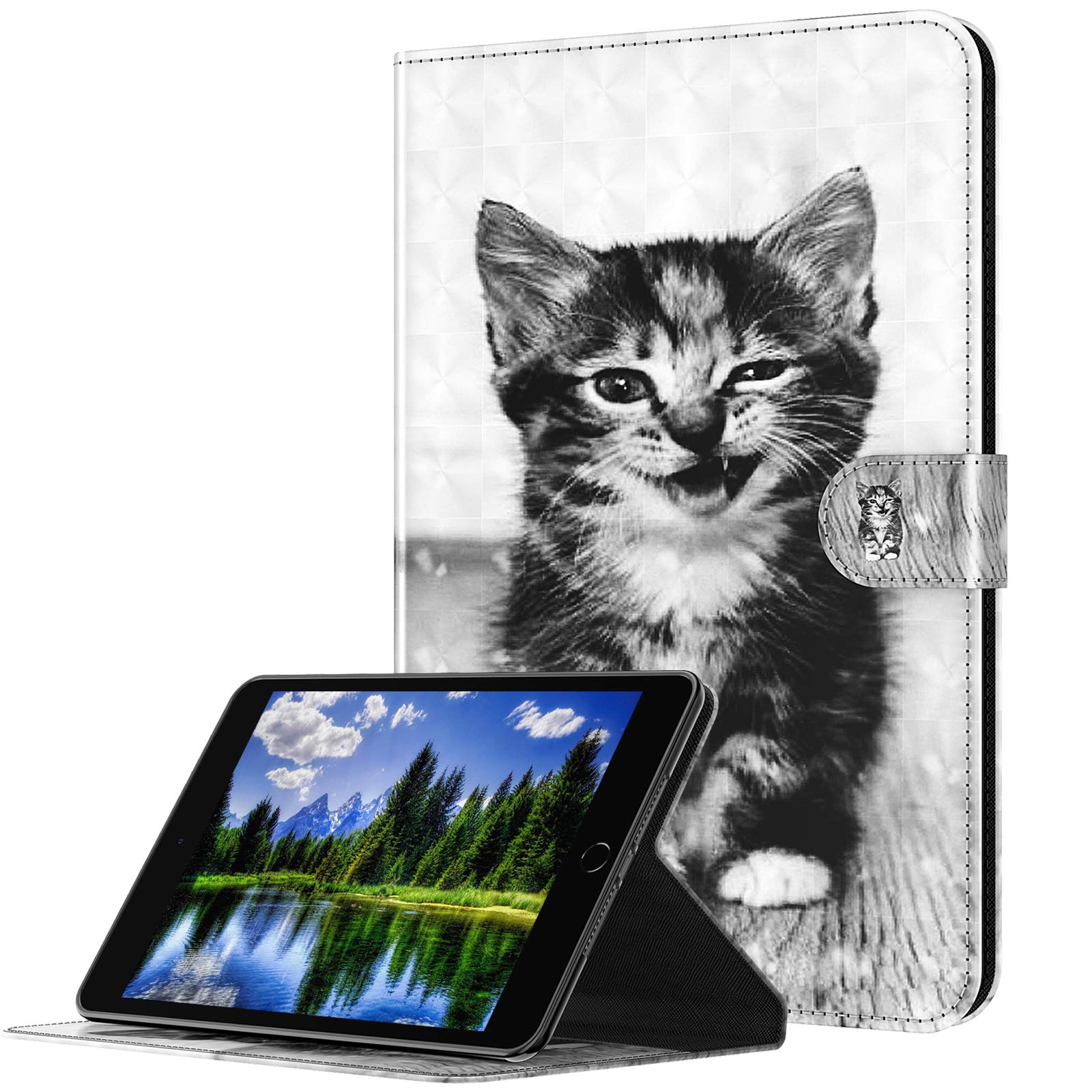 GLANDOTU Case for Lenovo Tab M10/ P10 TB-605L/ X605F/ X705F 10.1 inch Tablet Case Flip Wallet PU Leather Cover with Magnetic Button Standing Funstion Full Body Protective Phone Cases - Smiley cat