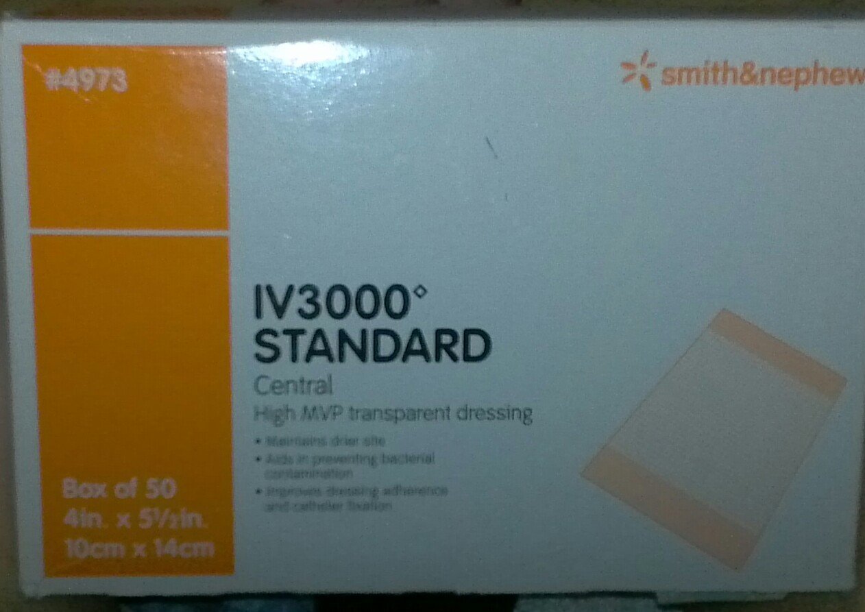 4973 IV3000° STANDARD Box of 50 4"x5½" Transparent Waterproof IV Dressing with