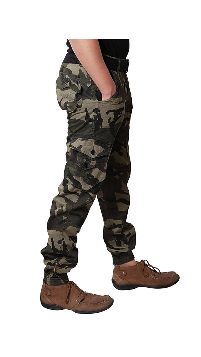 plus91 camouflage cargo jogger pants for men