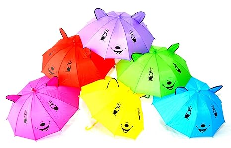 6 Stück Regenschirm Kinderregenschirm Kinder Schirm mit Ohren Tolle Farben 50CM Geburtstags Set by schenkfix