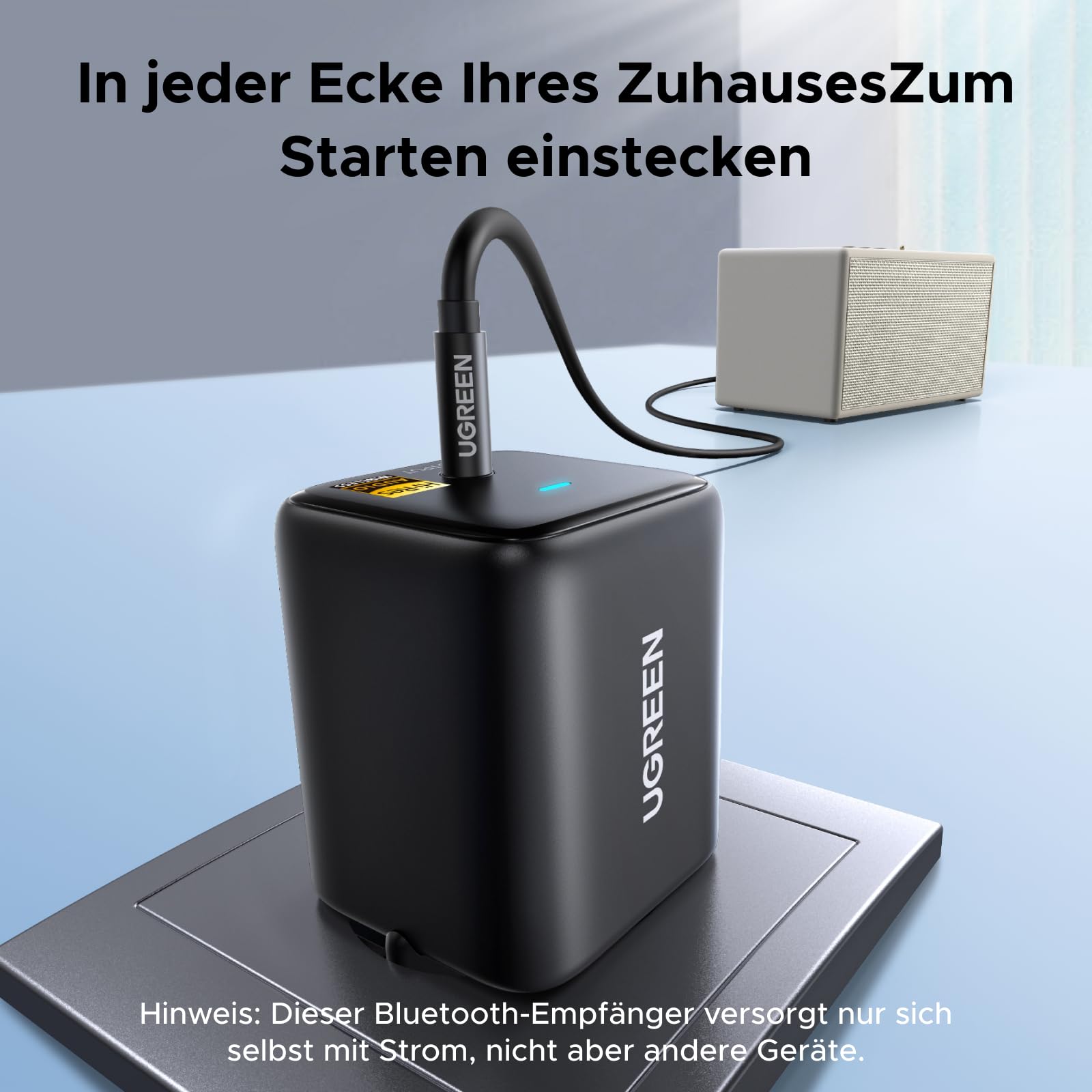 UGREEN Hi-Res Bluetooth 6.0 Adapter mit LDAC, Plug und Play Bluetooth Empfänger, 3,5 mm AUX Adapter für Stereoanlage, Verstärker und Lautsprecher, 10 m Reichweite mit geringer Latenz 4