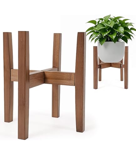 Amazon.com : ZIOZERTT Adjustable Plant Stand with Tray,Indoor Wood