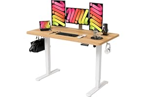 Monomi Electric Standing Desk, 48 x 24 inches Height Adjustable Desk, Ergonomic Home Office Sit Stand Up Desk with Memory Preset Controller (Natural Top/White Frame)
