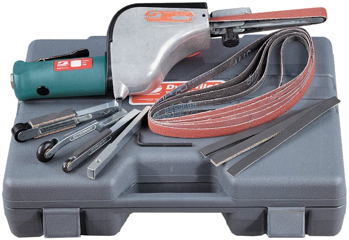 Dynabrade (14010) Kit de versatilidad de herramientas para correa abrasiva Dynafile | Motor neumático de 0,5 hp, 20.000 RPM, línea recta | Para correas de 1/8-1/2 (3-13 mm) de ancho x 24 (610 mm) de largo