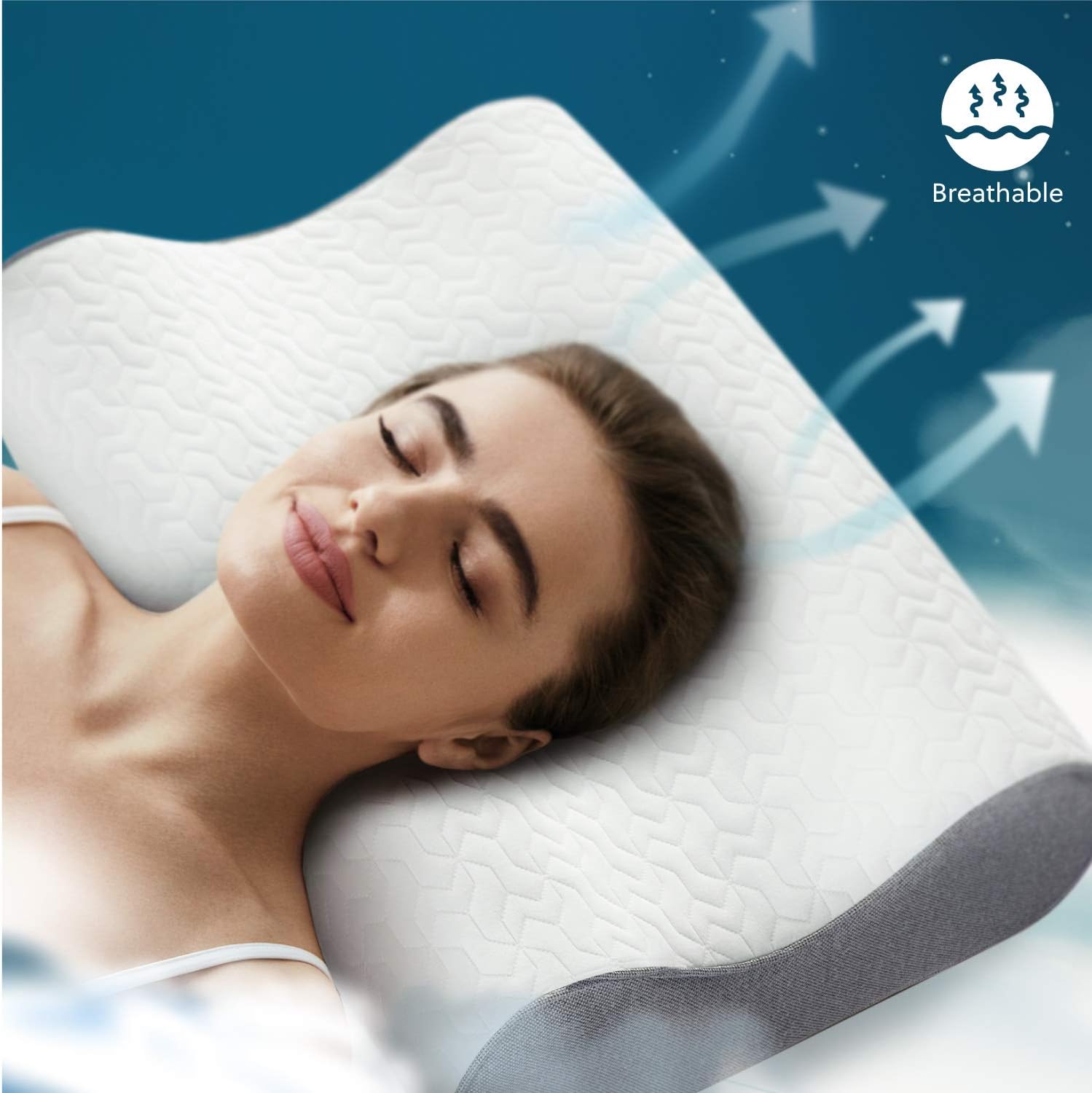 Bedsure Memory Foam Contour Pillow, Ergonomic Orthopedic Neck Support Firm Pillow, Cervical Pillow for Neck Pain, for Sleeping, Washable Pillowcase Included - Standard Size: Home & Kitchen