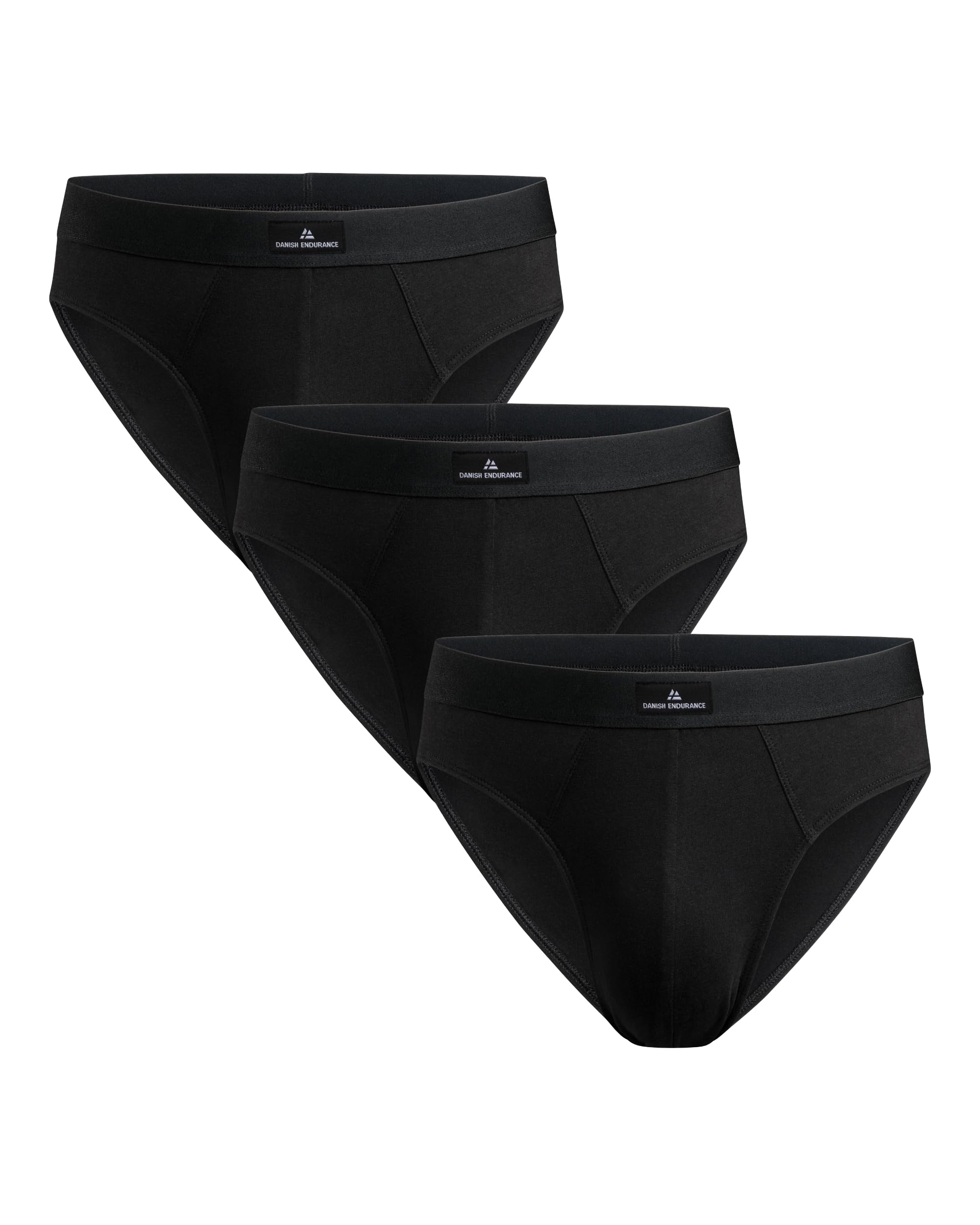 DANISH ENDURANCE Mens Briefs, Underwear Man, Soft Cotton Underpants, Y Fronts for Men, Multipack, 3 Pack, Black, S