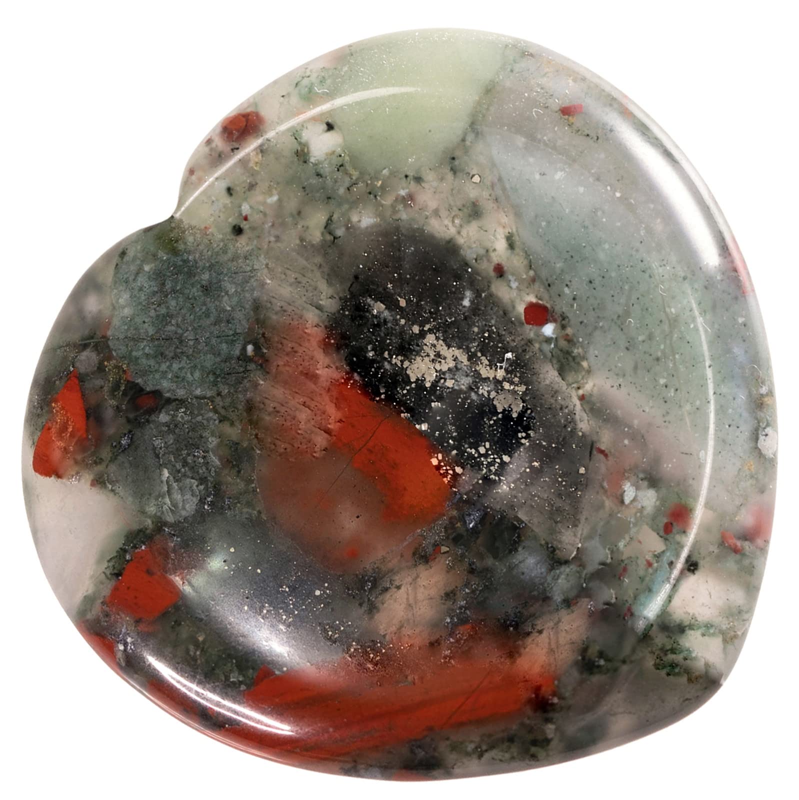 Nupuyai Africa Bloodstone Heart Thumb Worry Stone, Healing Crystal Pocket Palm Stone for Anxiety Stress Relief Reiki Therapy