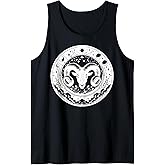 Astrological Ram Head Symbol Oa Moon Aries Sign Tank Top
