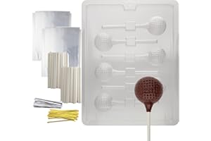 Cybrtrayd 45StK50-S071 Golf Ball Lolly Chocolate Candy Mold with Lollipop Supply Kit, Includes 50 4.5-Inch Lollipop Sticks, 5
