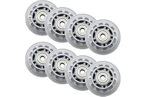 Inline Skate Wheels 64mm, Clear Roller Blade Replacement Wheels with Bearings for Skate, Office Chairs, Luggage (8 Pack)