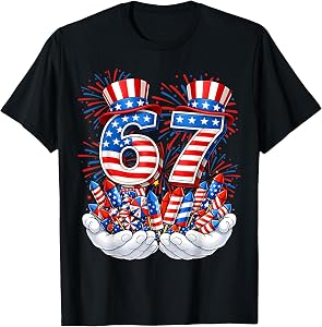 Firework 67 American Flag 4th of July Boy Kids Patriotic USA T-Shirt