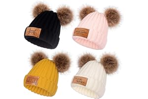 Personalized Pom Pom Beanie Caps for Baby Boys Girls, Custom Winter Hat for Toddlers Kids, 3 Sizes for Newborn to Adults