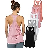 Women's 5 Pack Everyday Flowy Burnout Racer Back Active Workout Tank Tops
