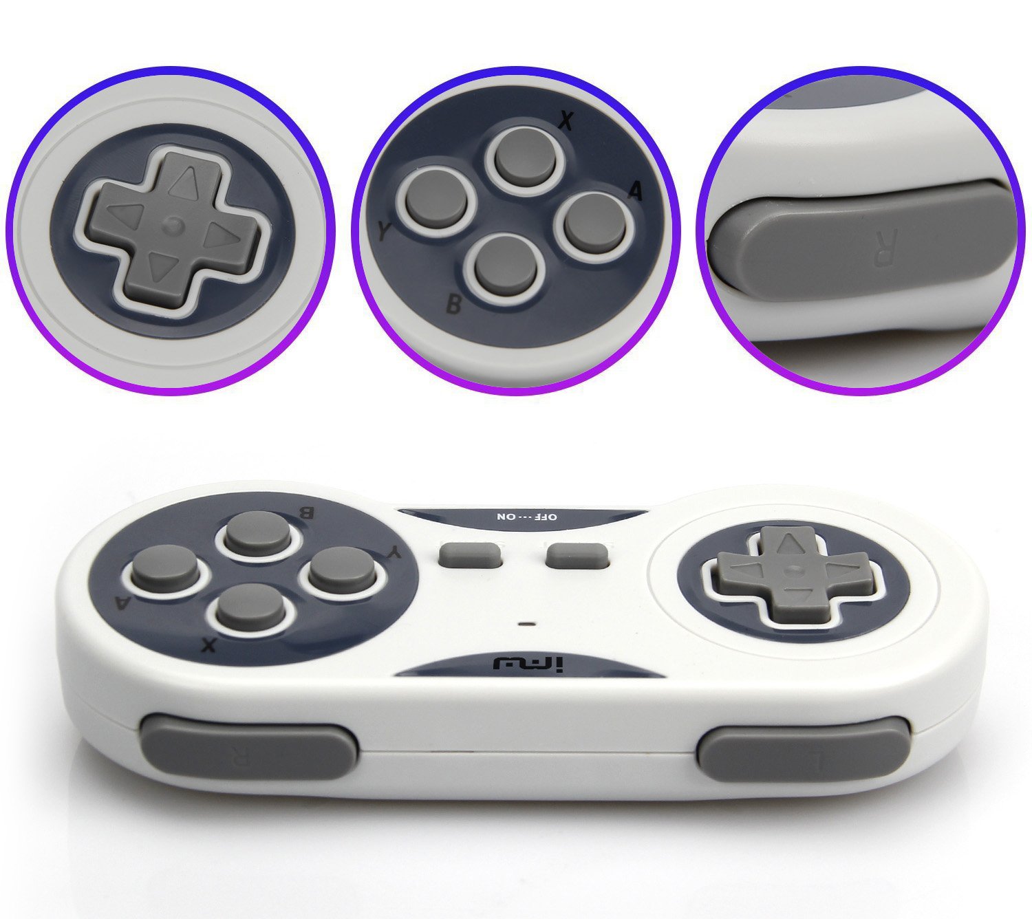 iMW Wireless Gaming Controller for NES and Super NES Classic Edition - Grey: Video Games
