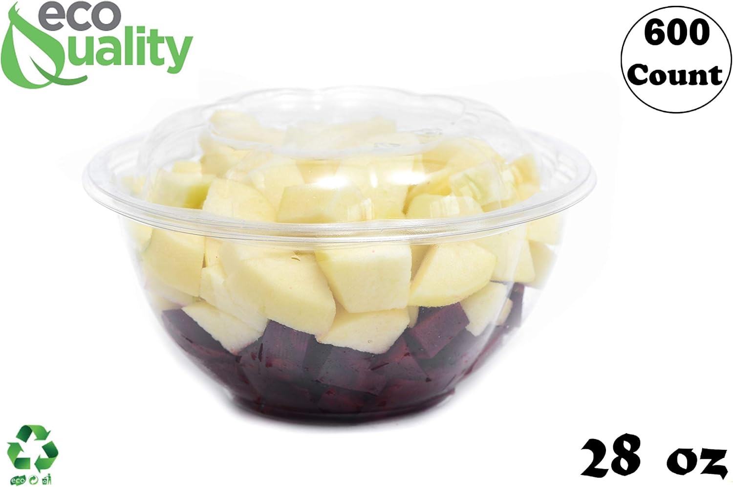 28oz Clear Disposable Salad Bowls with Lids (600 Pack