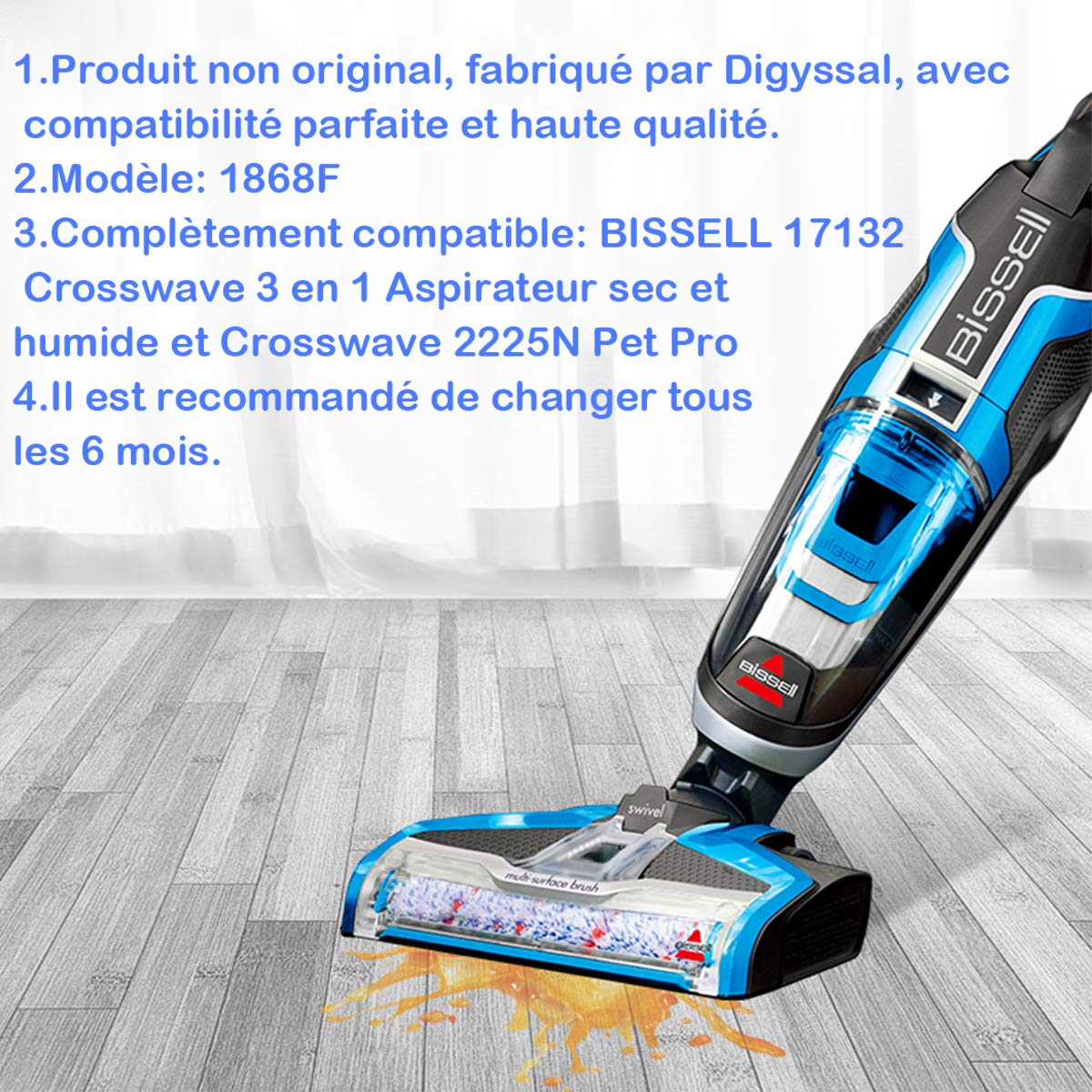 Spazzola a rullo e filtro di ricambio Digyssal Bissell spazzola a rullo  multisuperficie Crosswave e Crosswave Bissell compatibile con Bissell 17132  e 2225N Aspirapolvere e pulizia di pavimenti e finestre Accessori per