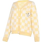 Cute Anime Knit Cardigan Kawaii Sweater for Women, Long Sleeve Button Down Uniform Style Outerwear, Soft Cozy Casual Knitwear