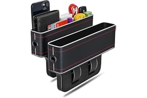 JIAJI Car Side Seat Gap Filler, 2 Pack Multifunctional Car Seat Organizer, Auto Seat Organizer Car Seat Gap Filler Organizer Storage Box Back Seat Console, Side Seat Organizer Front Seat Hold Phones, Coins