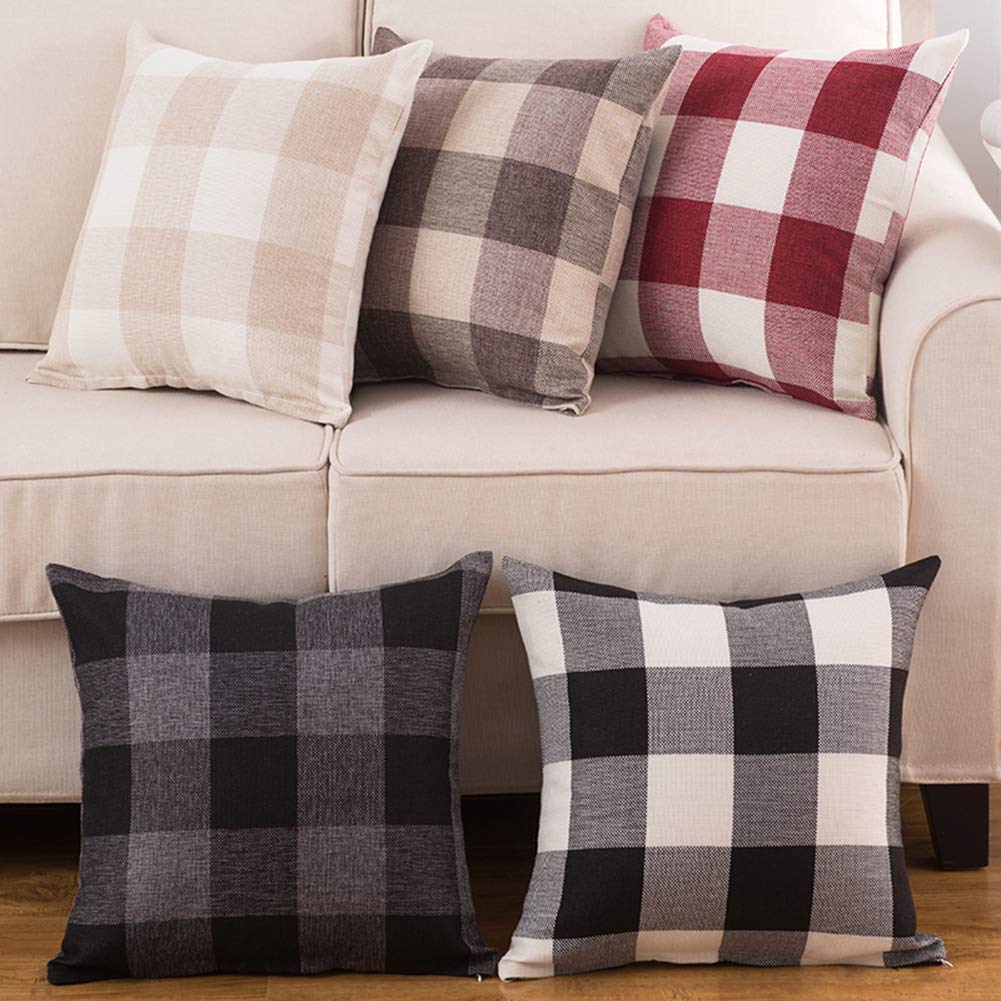 Amazoncom SEEKSEE Burlap Farmhouse Decor Buffalo Checkers Plaid