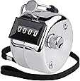 KTRIO Metal Hand Tally Counter 4-Digit Tally Counters Mechanical Palm Counter Clicker Counter Handheld Pitch Click Counter Number Count for Row, People, Golf, Lap & Knitting, Silver