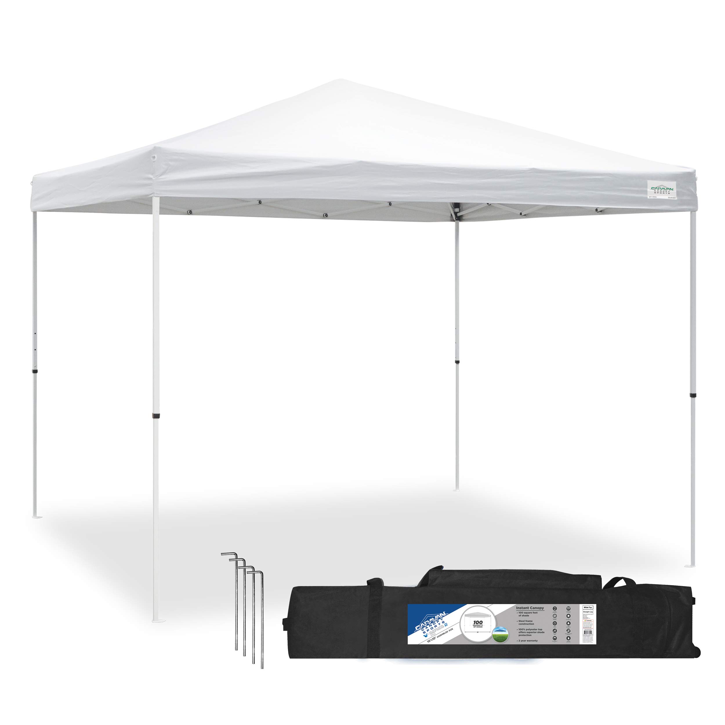 Caravan Canopy 21007900010 10x10 V-Series 2 Pro Kit White Canopy, 10'x10' Base 10'x10' top
